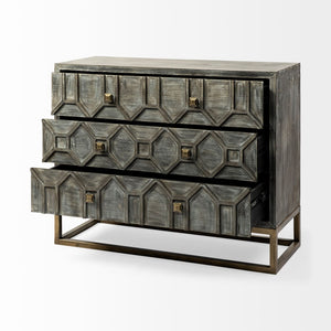 Mercana Genevieve 39-Inch 3-Drawer Accent Cabinet with Luxe Glam Design and Industrial Charm for Storage 68115