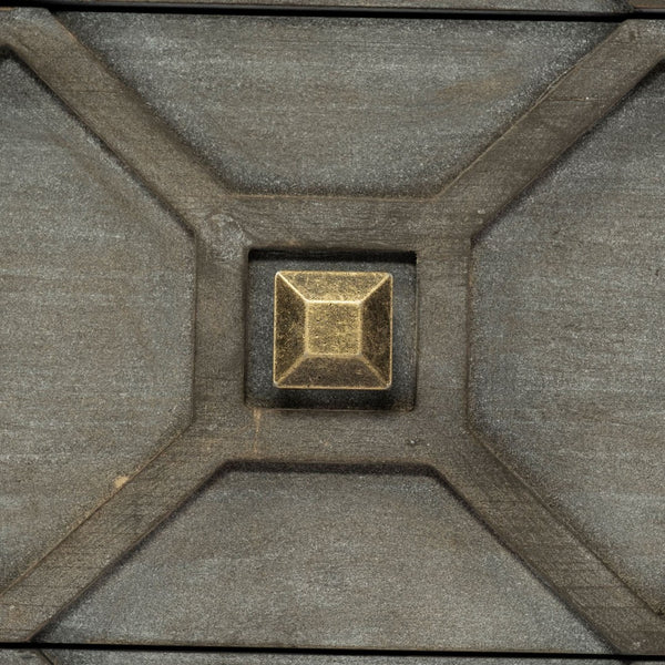 Mercana Genevieve Luxurious 9-Drawer Sideboard with Gold Frame, Gray Fir Veneer for Chic Home Storage Solutions Gray Wood | Gold Metal 68116