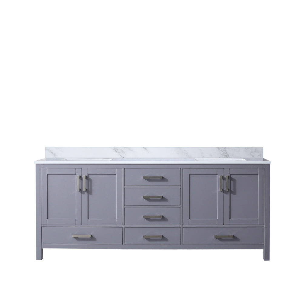 English Elm Dark Grey Double Bath Vanity – 80" W X 22" D With Elegant Carrara Marble Top & Ample Storage Space B2731P258941