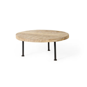 Mercana Cedric Round Rustic Display Stand with Mango Wood Top and Sturdy Iron Legs for Home Decor Charm 69144