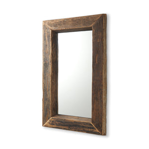 Mercana Gerome 28 x 48 Brown Wood Frame Rectangular Wall Mirror 69156