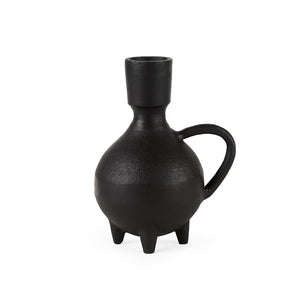 Mercana Cyrus Matte Black Spherical Vase with Flute Design – Sculptural Elegance for Modern Interiors Black Ceramic | 8H 69157