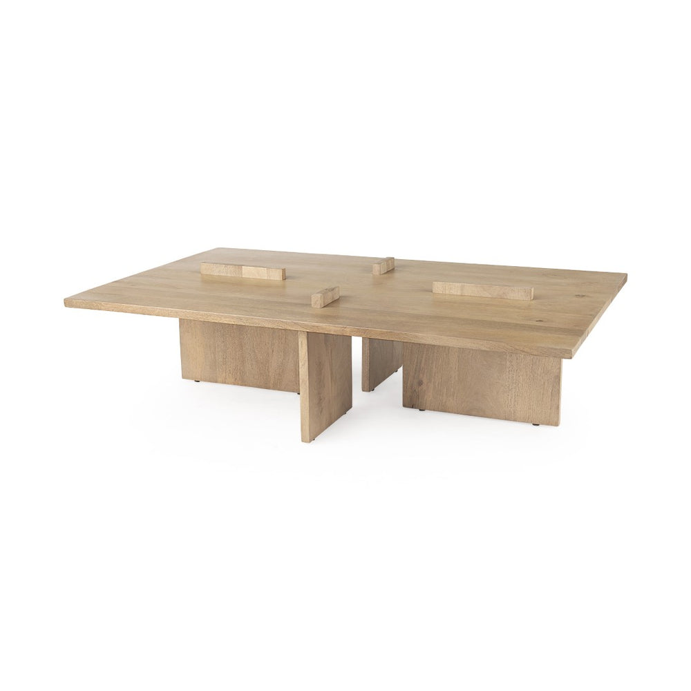 Mercana Aida Coffee Table - Solid Indian Mango Wood with Unique Architectural Legs for Modern Living Spaces 69186