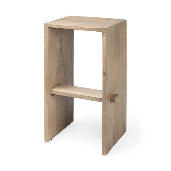 Mercana Aida Modern Solid Mango Wood Stool with Comfortable Design for Stylish Kitchen & Dining Spaces Light Brown | Bar 69191