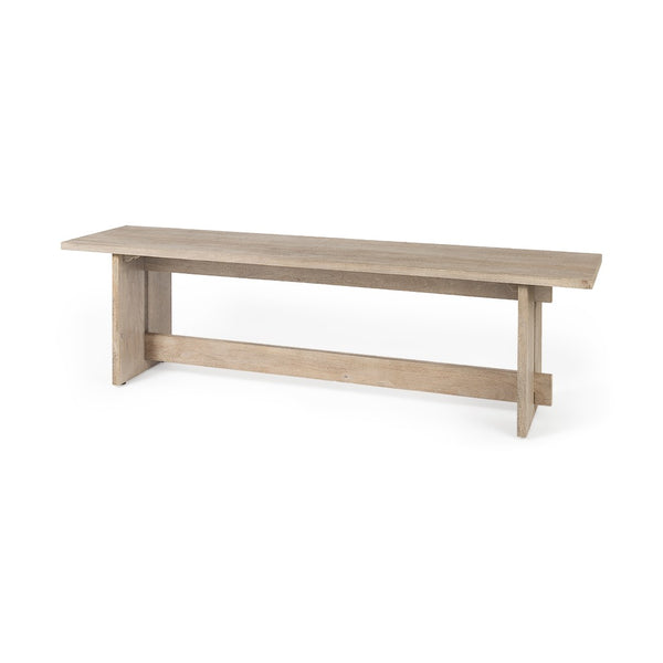 Mercana Aida Solid Mango Wood Dining Bench - Minimalist Industrial Design for Stylish Seating Solutions Light Gray Wood 69195