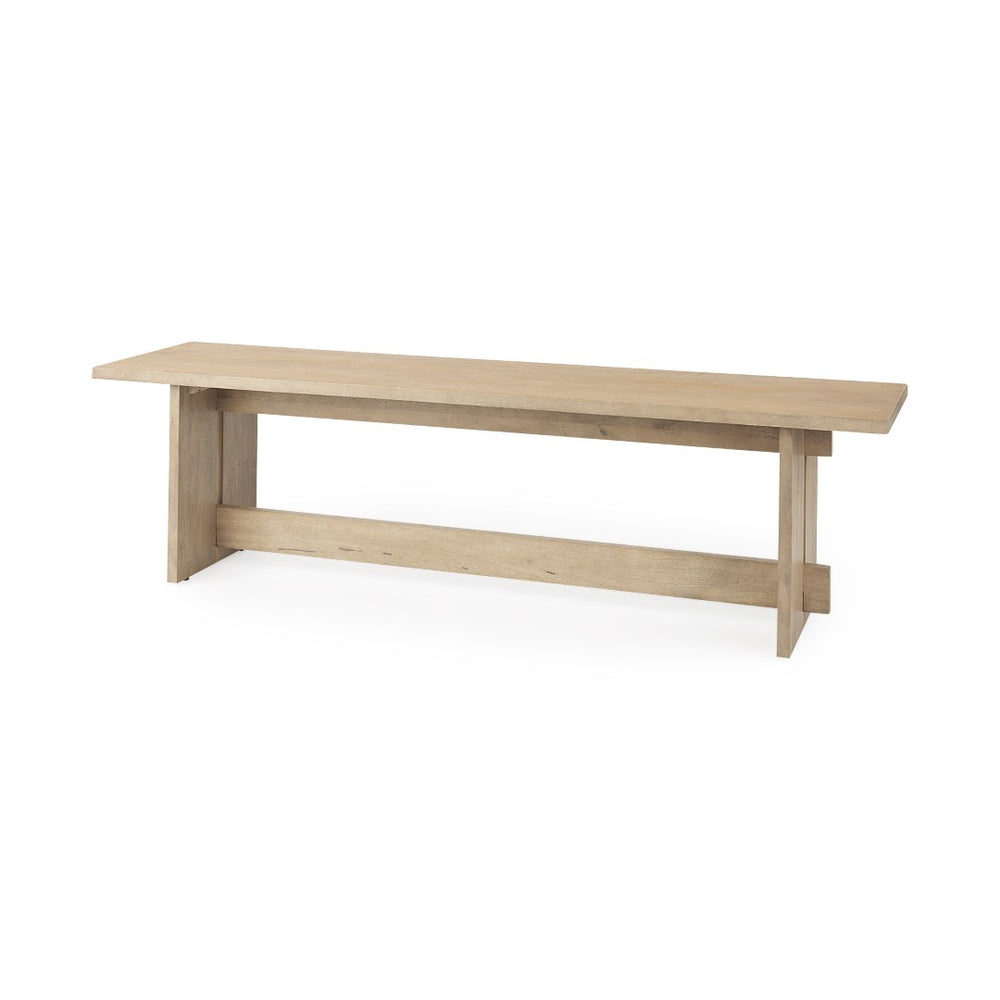 Mercana Aida Solid Mango Wood Dining Bench - Minimalist Industrial Design for Stylish Seating Solutions Light Brown Wood 69196