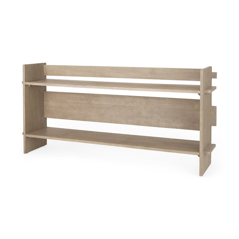 Mercana Aida Modern Farmhouse Console Table - Solid Mango Wood, Minimalist Design, Perfect for Any Space Light Gray Wood 69197
