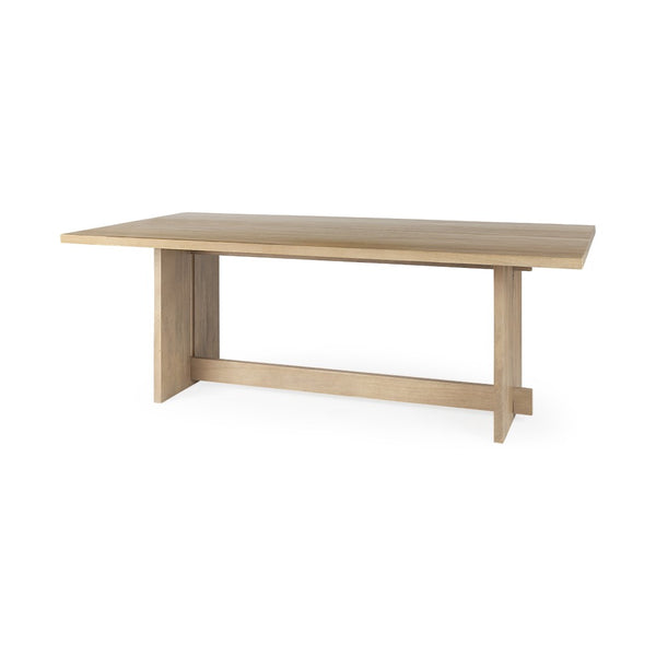 Mercana Aida Scandinavian-Inspired Dining Table in Light Gray Wood - Elegant, Sturdy & Minimalist Design 84" Lt Brown Wood Top | Lt Brown Wood Legs 69200