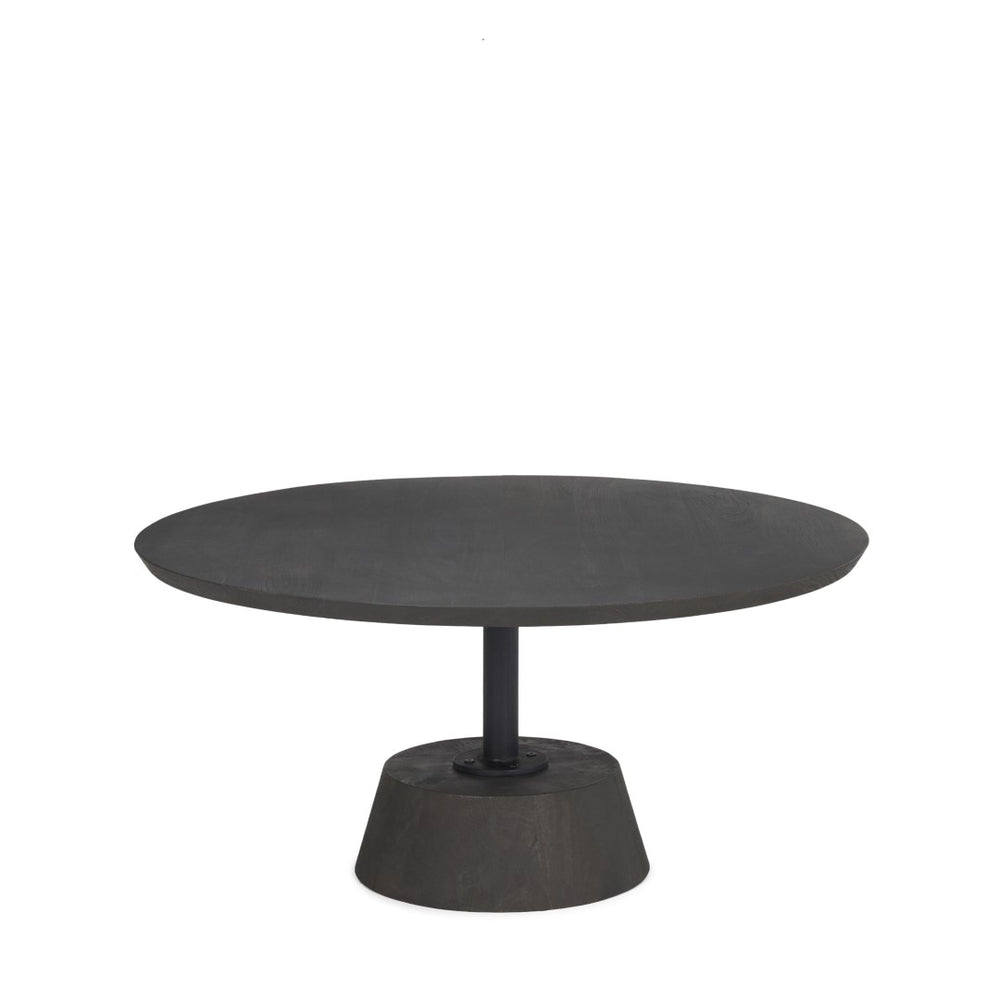Mercana Maxwell Round Coffee Table - Modern Elegance for Small Spaces with Solid Mango Wood and Metal Base 69202