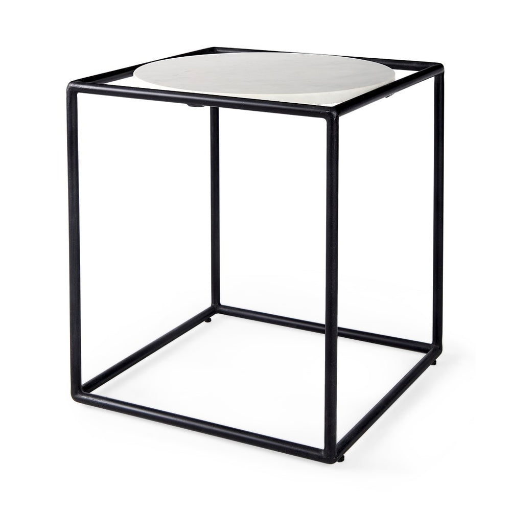 Mercana Austen Round Marble Top Side Table with Stylish Metal Frame for Contemporary Living Spaces 69214