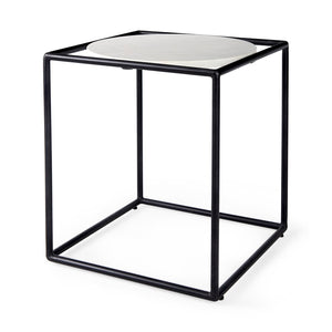 Mercana Austen Round Marble Top Side Table with Stylish Metal Frame for Contemporary Living Spaces 69214