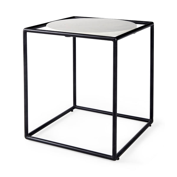 Mercana Austen Round Marble Top Side Table with Stylish Metal Frame for Contemporary Living Spaces 69214