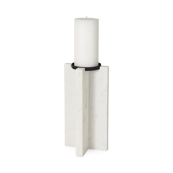 Mercana Sophia Medium Marble Candle Holder - Elegant Accent for Centerpieces and Home Décor Display White Marble | 11H 69219