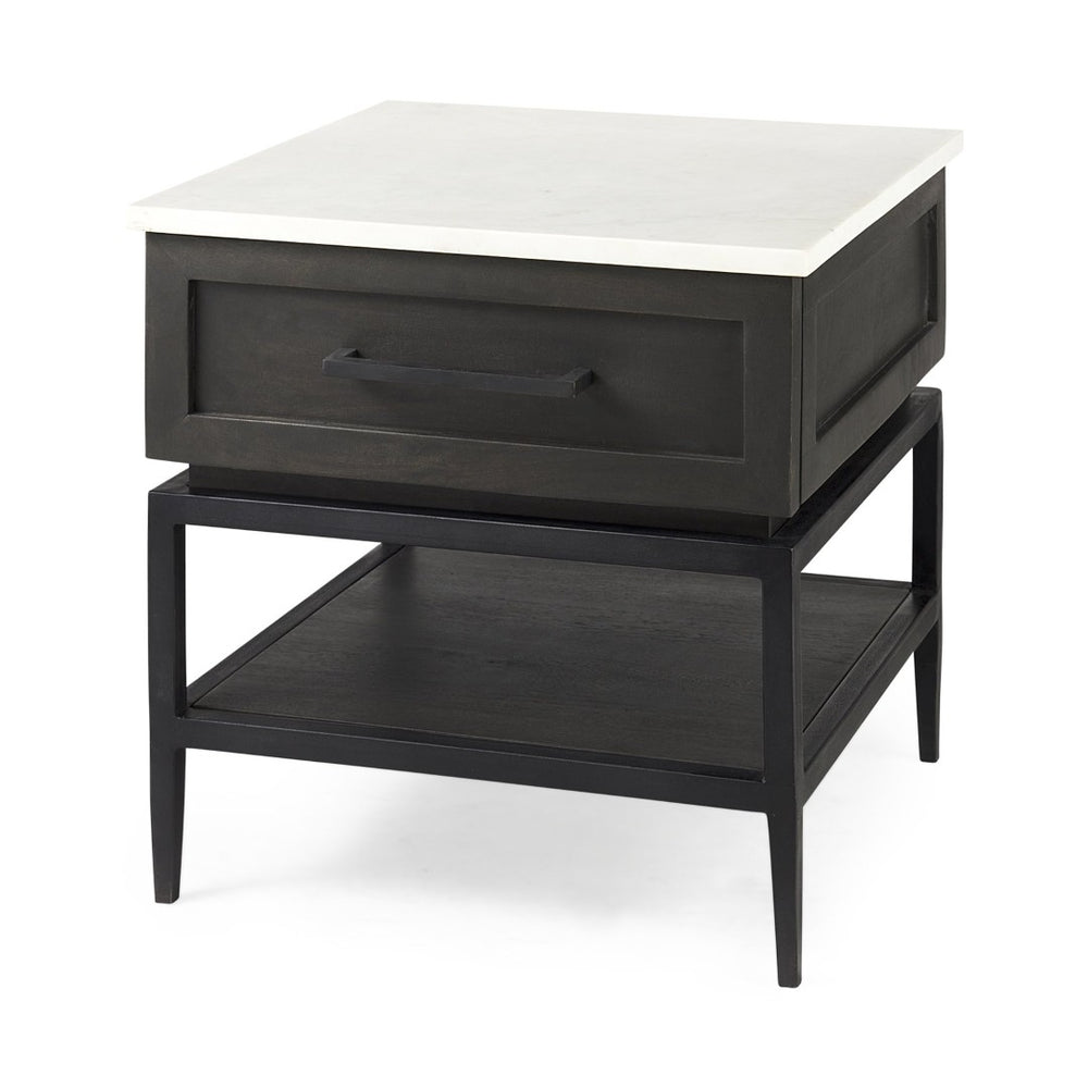 Mercana Divina Elegant Side Table with Drawer and Shelf – Modern Design for Living Room or Bedroom Use 69237