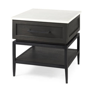 Mercana Divina Elegant Side Table with Drawer and Shelf – Modern Design for Living Room or Bedroom Use 69237