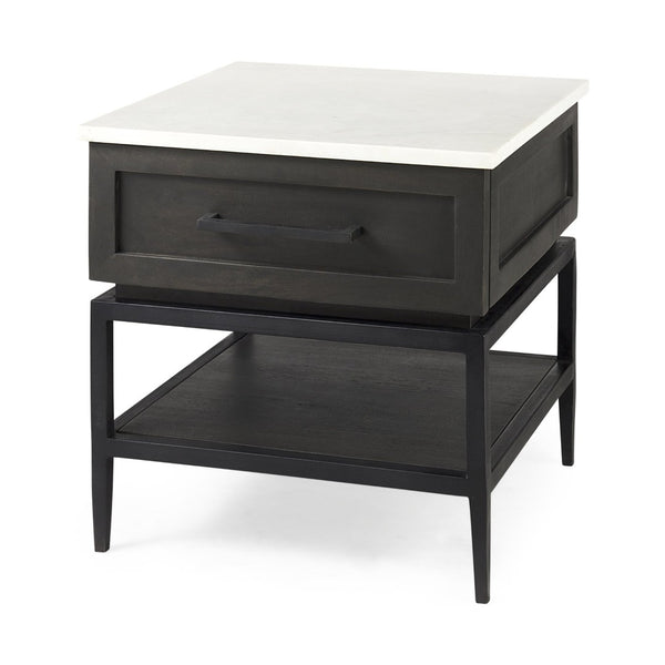 Mercana Divina Elegant Side Table with Drawer and Shelf – Modern Design for Living Room or Bedroom Use 69237