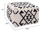 Lizardo Ottoman Beige & Black 109821 Zuo Modern