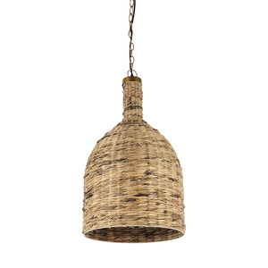 Mercana Campanile Pendant Light - Tropical Whicker Dome with Brushed Gold Accents for Elegant Illumination 69244