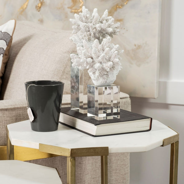 Mercana Isla Coral-Inspired Accent Sculpture on Clear Glass Base for Coastal and Contemporary Décor 68927