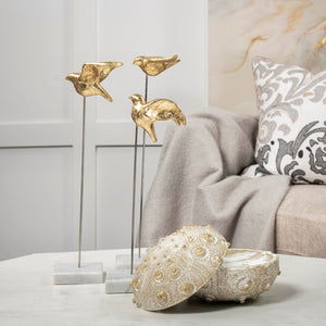 Mercana Aya Decorative Birds Trio - Elegant Metallic Accents for Glam, Coastal, and Luxe Home Interiors 68930