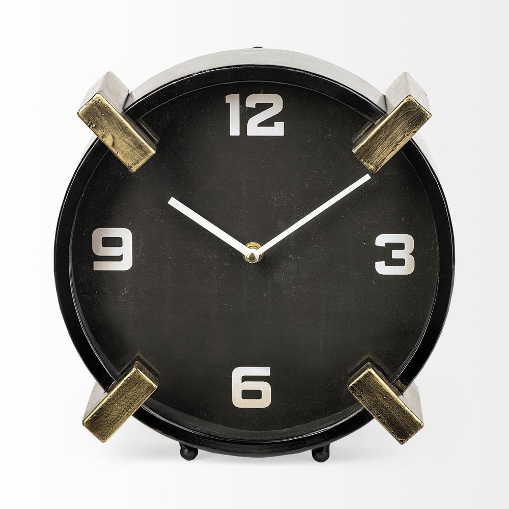 Mercana Agar Elegant Round Table Clock - Mid-Century Modern Design with Gold Accents for Any Space 68732