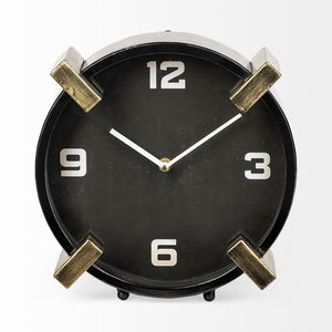 Mercana Agar Elegant Round Table Clock - Mid-Century Modern Design with Gold Accents for Any Space 68732