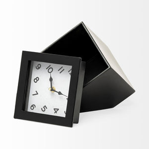 Mercana Ralph Modern Industrial Square Table Clock for Stylish Home Décor – Easy to Read, Durable Design Black Metal | Cube 68737