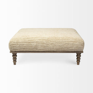 Mercana Alder Square Upholstered Accent Bench with Global Patterns and Sturdy Natural Wood Base for Versatile Décor 68743