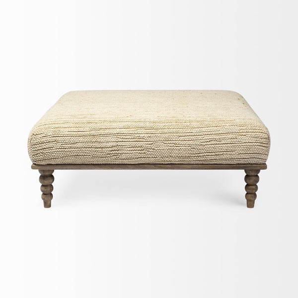 Mercana Alder Square Upholstered Accent Bench with Global Patterns and Sturdy Natural Wood Base for Versatile Décor 68743