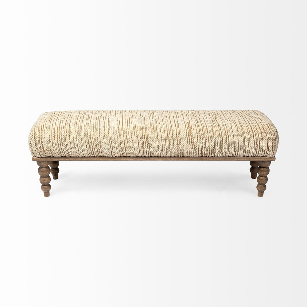 Mercana Alder Elegant Upholstered Accent Bench with Mango Wood Base - Ideal for Global and Coastal Decor 68744
