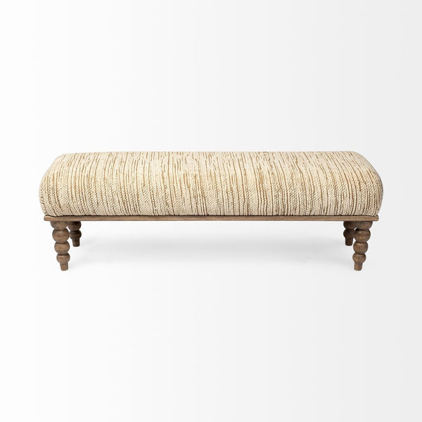Mercana Alder Elegant Upholstered Accent Bench with Mango Wood Base - Ideal for Global and Coastal Decor 68744