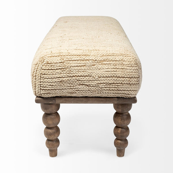 Mercana Alder Elegant Upholstered Accent Bench with Mango Wood Base - Ideal for Global and Coastal Decor 68744