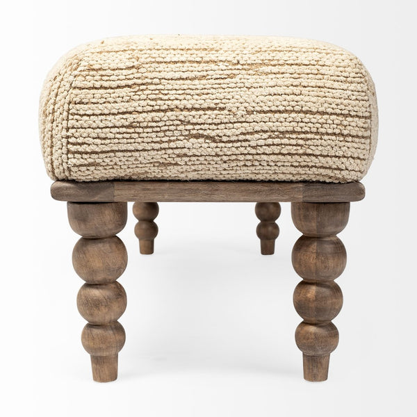 Mercana Alder Elegant Upholstered Accent Bench with Mango Wood Base - Ideal for Global and Coastal Decor 68744
