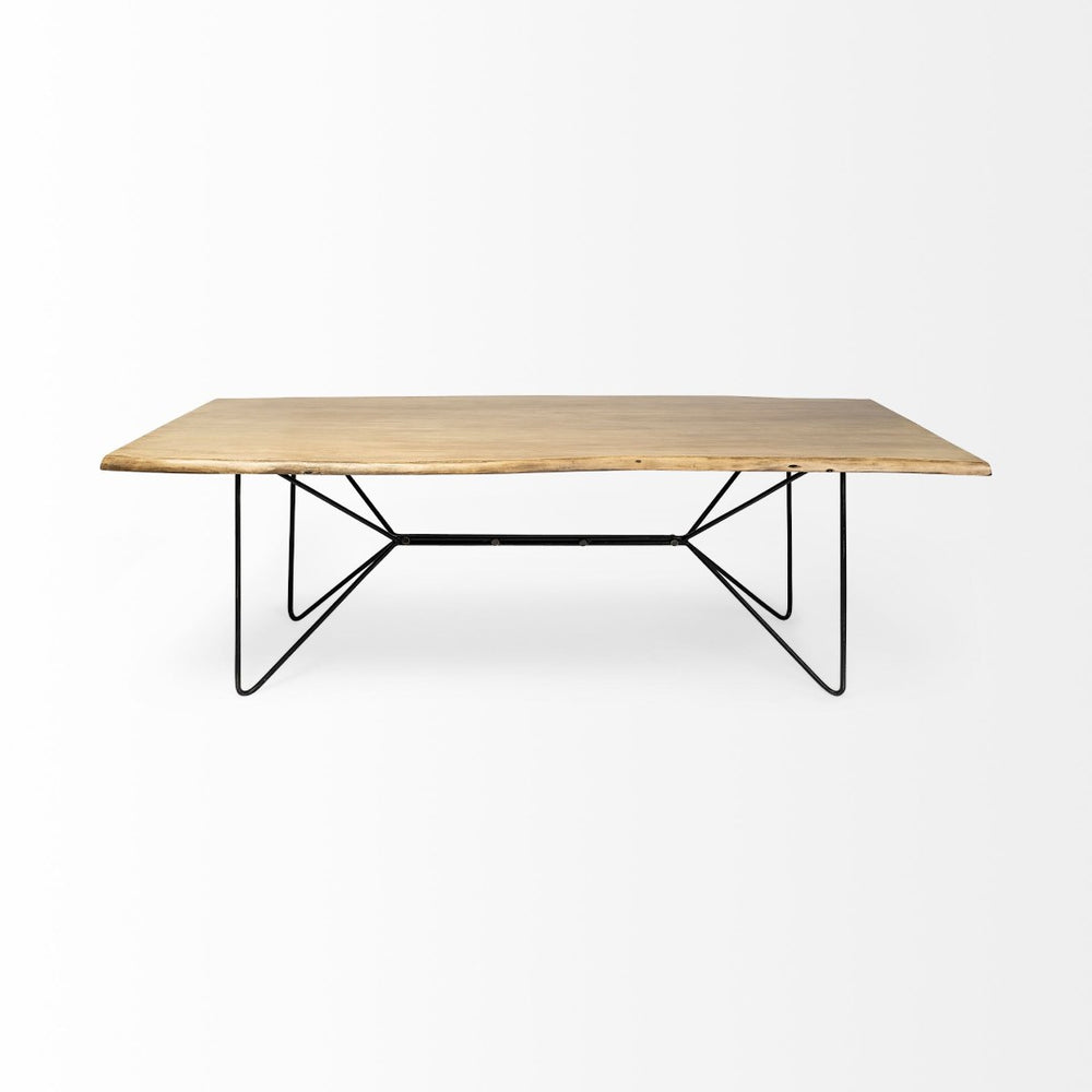 Mercana Papillion Handcrafted Acacia Wood Dining Table with Unique Live Edge and Stylish Metal Base Design 68752-AB