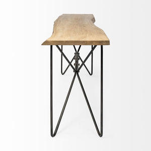 Mercana Papillion Console Table - Live-Edge Acacia Top with Butterfly Inspired Iron Base for Modern Spaces 68753-AB