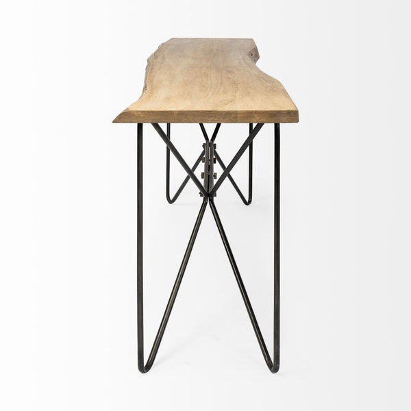 Mercana Papillion Console Table - Live-Edge Acacia Top with Butterfly Inspired Iron Base for Modern Spaces 68753-AB