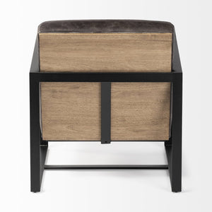 Mercana Stamford Accent Chair - Genuine Leather Comfort with Wood Back & Sturdy Metal Frame for Modern Style 68759