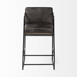 Mercana Stamford 36” Stool - Modern Leather Seat with Warm Wood Back & Sturdy Metal Frame for Stylish Spaces 68763