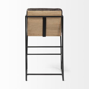 Mercana Stamford 36” Stool - Modern Leather Seat with Warm Wood Back & Sturdy Metal Frame for Stylish Spaces 68763