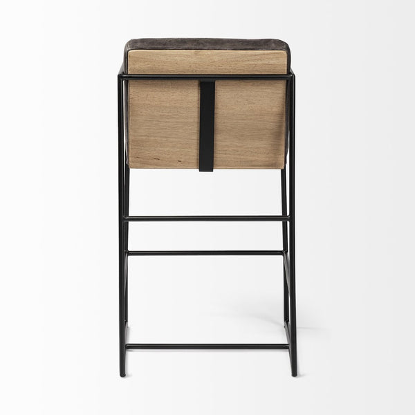 Mercana Stamford 36” Stool - Modern Leather Seat with Warm Wood Back & Sturdy Metal Frame for Stylish Spaces 68763
