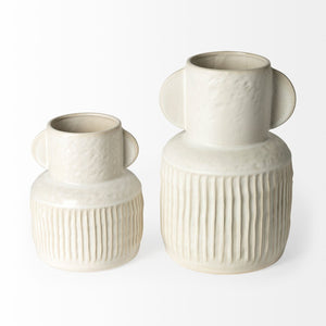 Mercana Judy Handcrafted Ceramic Vase in Soft Cream - Timeless Accent for Modern Home Decor & Arrangements Eggshell Ceramic | 8H 68782