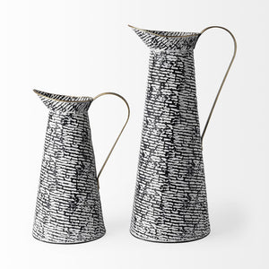 Mercana Colette Small Patterned Vase - Timeless Blend of Classic Charm and Modern Elegance for Any Room Decor Black/White Metal | 14H 68787