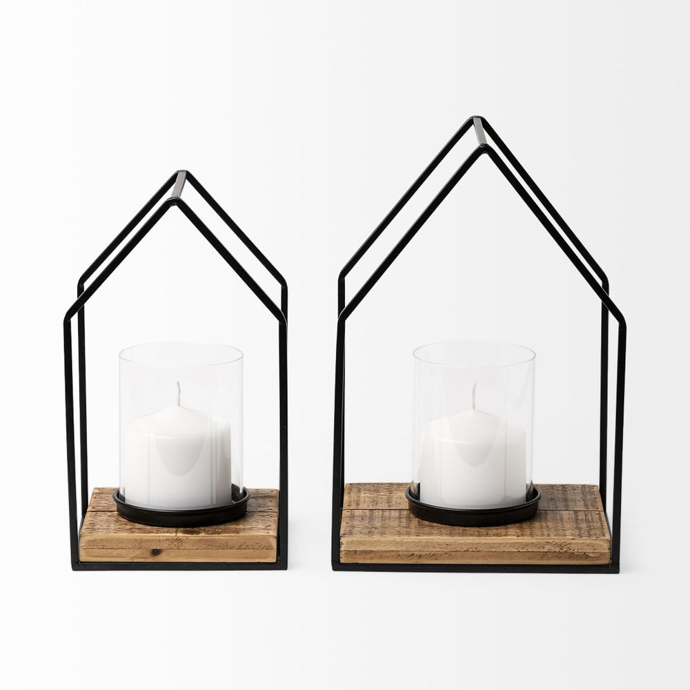 Mercana Leopold Elegant Candle Holders for Modern Decor - Stylish Ambiance with Wood and Glass Accents 68789