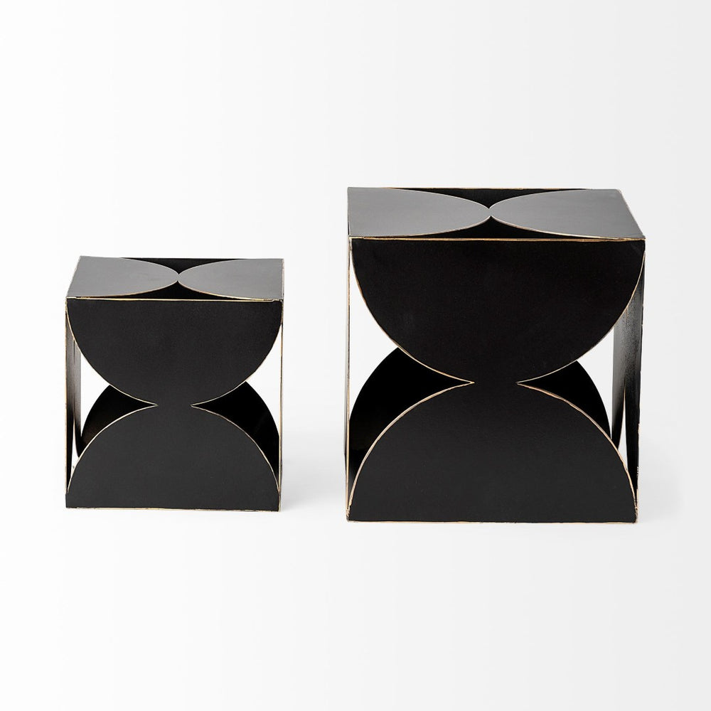 Mercana Darren Small Decorative Cube - Industrial Accent for Modern Spaces, Perfect for Stylish Displays Black Metal | 8H 68803