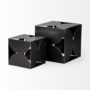 Mercana Darren Small Decorative Cube - Industrial Accent for Modern Spaces, Perfect for Stylish Displays Black Metal | 8H 68803
