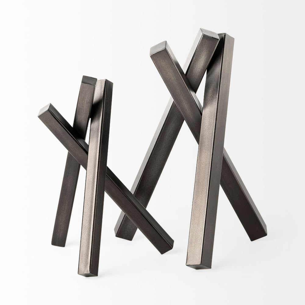 Mercana Bastian Sculptural Metal Accent - Gunmetal Grey Abstract Object for Modern Home Décor Styles Black Metal | 12H 68805