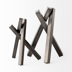 Mercana Bastian Sculptural Metal Accent - Gunmetal Grey Abstract Object for Modern Home Décor Styles Black Metal | 12H 68805