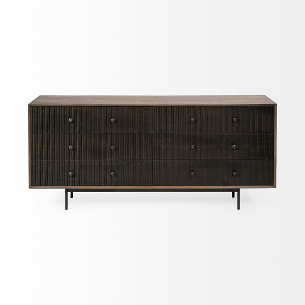 Mercana Grace Two-Tone Sideboard - Solid Mango Wood, 6 Drawer Storage, Contemporary Design for Modern Spaces 68846