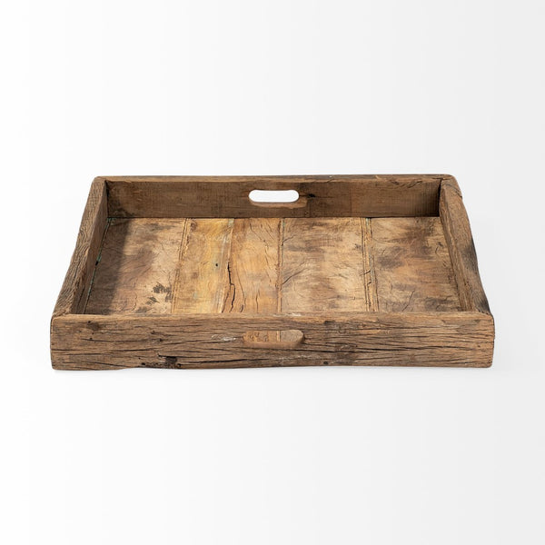 Mercana Carson Rustic Elegance 24" Reclaimed Wood Tray for Stylish Serving and Home Organization Decor Brown Reclaimed Wood | 24W 68861