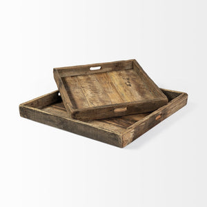 Mercana Carson Rustic Elegance 24" Reclaimed Wood Tray for Stylish Serving and Home Organization Decor Brown Reclaimed Wood | 24W 68861